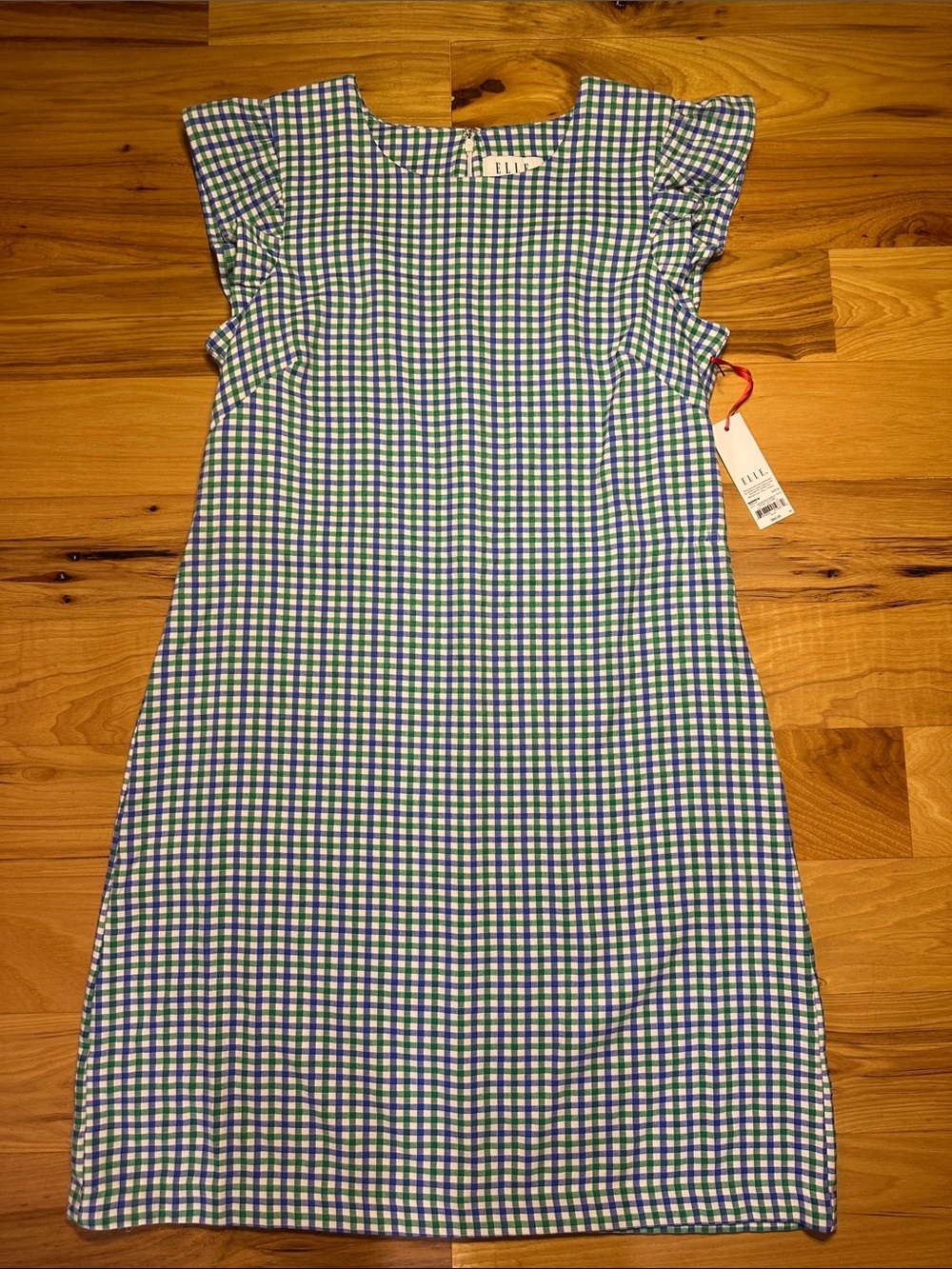 Elle Blue and Green Gingham Asymmetrical Dress